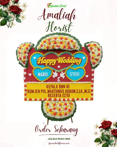 Karangan Papan Bunga Pernikahan di Sukamahi